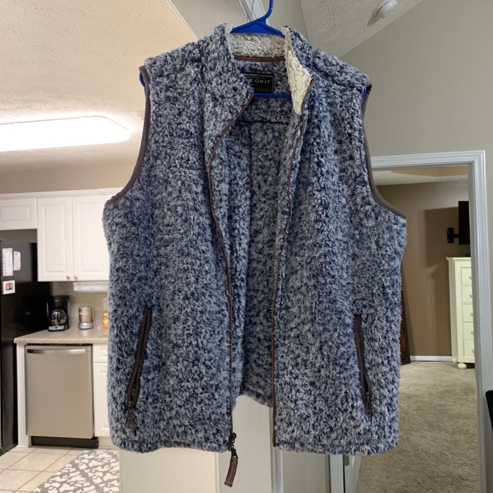 True Grit Frosty Tipped Double Up Vest in Blue
